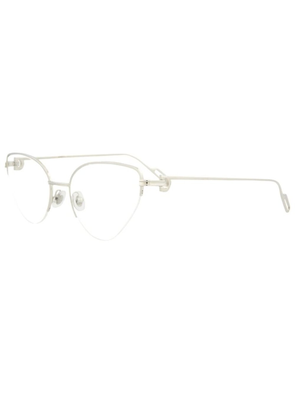 New Cartier Women's Eyeglasses Cat Eye Metal Frame Silver Silver Transparent